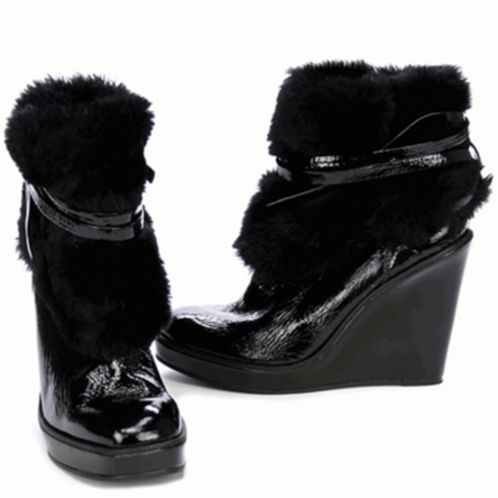 KORS By Michael Kors Patent & Faux Fur Wedge Boots